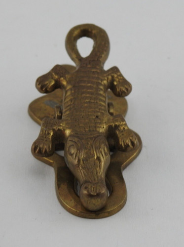 Vintage Brass Crocodile Alligator Design Clip Paper Holding Office UFC Gator 4"