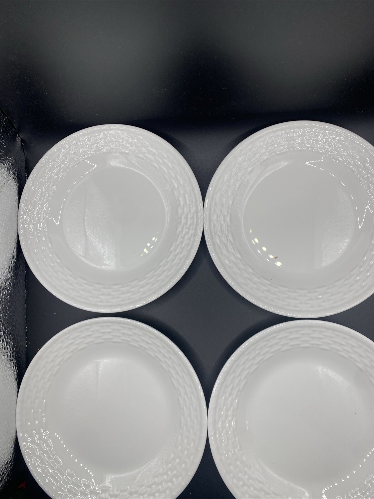 Wedgwood Nantucket White Basket Weave Bread Butter Plates 6 Inch Set of 4