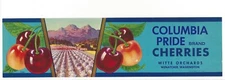 Original COLUMBIA PRIDE cherry crate label Wenatchee Washington Witte Orchards