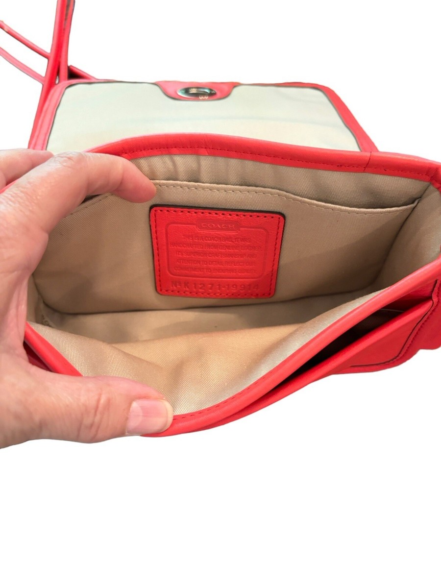 COACH 19914 Poppy Red Leather Penny Shoulder Crossbody Bag COACH 19914 Poppy Red Leather Penny Shoulder Crossbody Bag