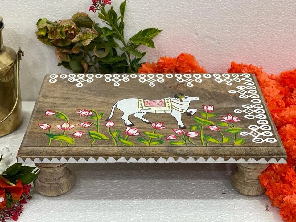 Hand Painted Wooden Chowki - Image 4 of 4