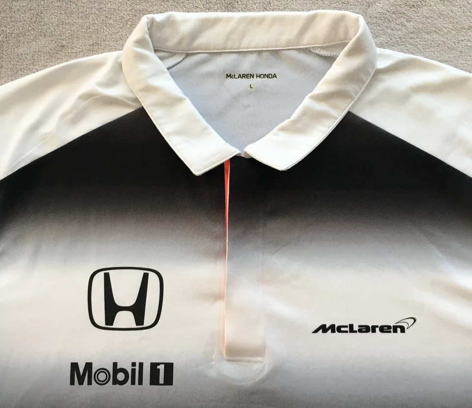 Honda McLaren Jenson Button Racing F1 Formula 1 One mens Polo Shirt size L - Image 3 of 4