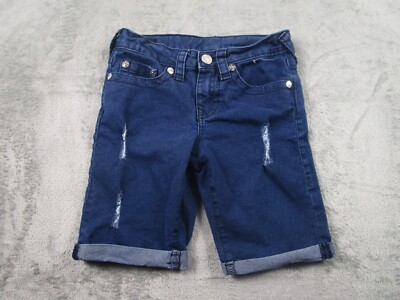 True Religion Shorts Kids Blue Denim Adjustable Jorts Distressed