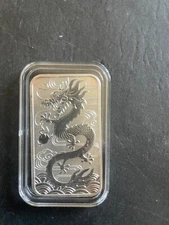 2018 $1 1 oz Perth Mint Dragon RECTANGULAR COIN Silver Bullion Bar