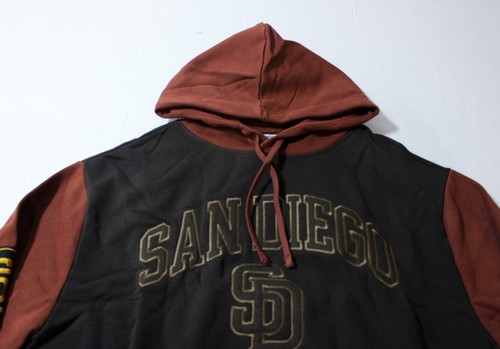 San Diego Padres Men's New Era Cap MLB Team Patch Hoodie BL1 Brown Large NWT - Picture 2 of 6