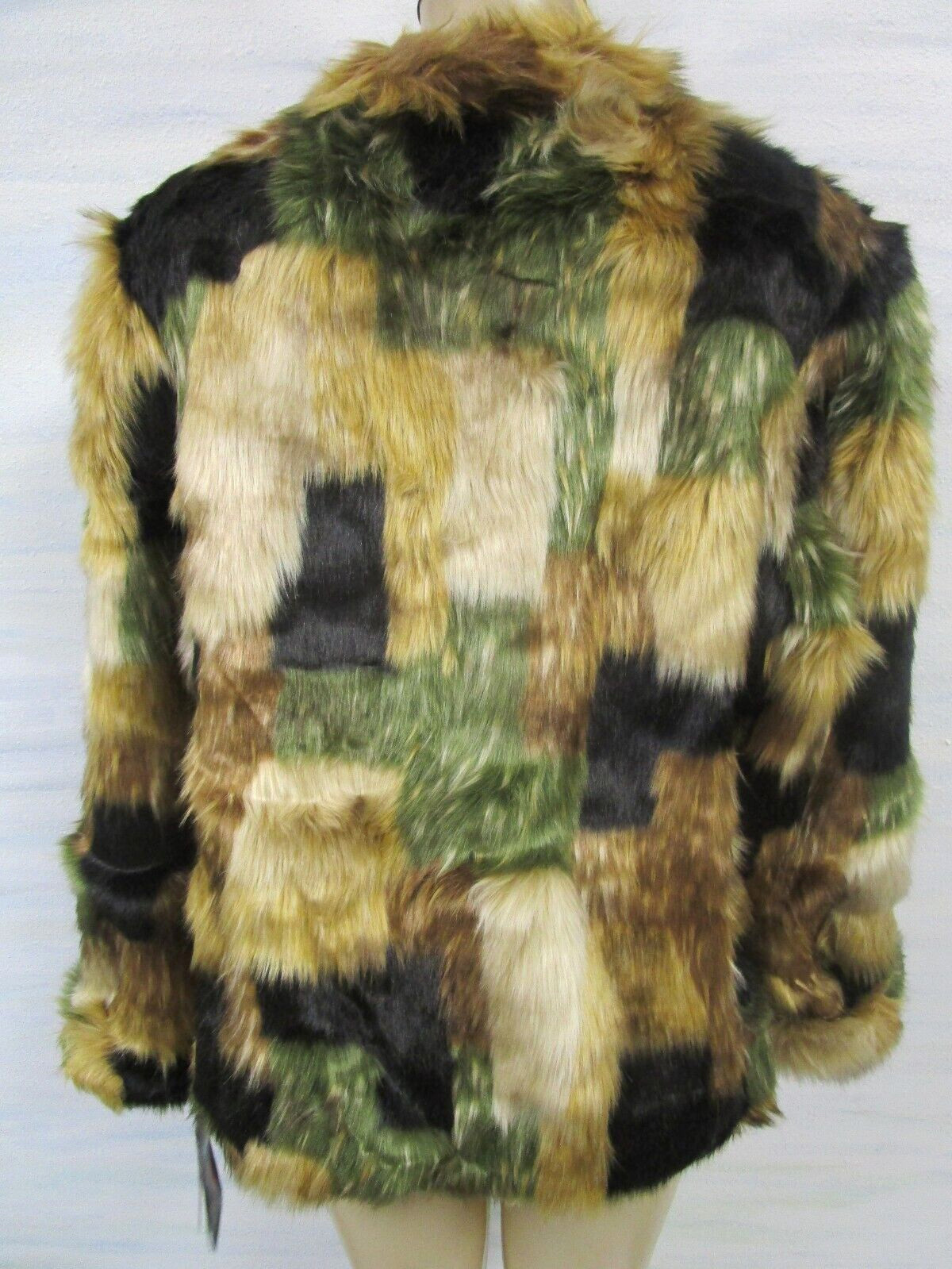 ADRIENNE LANDAU MULTI-COLOR FAUX FUR LONG SLEEVE COAT SIZE XL - NWT