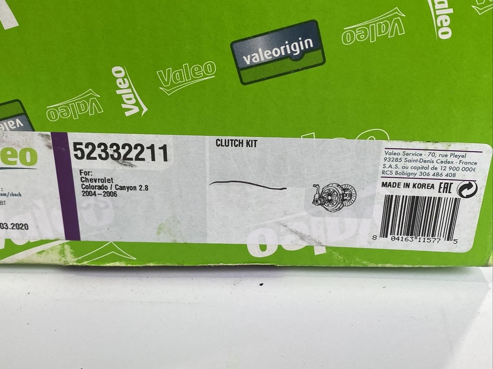 Chevrolet Colorado 2004-2006 kit de embrague de transmisión 2,8 L Valeo 52332211 nuevo Foto 4 de 4