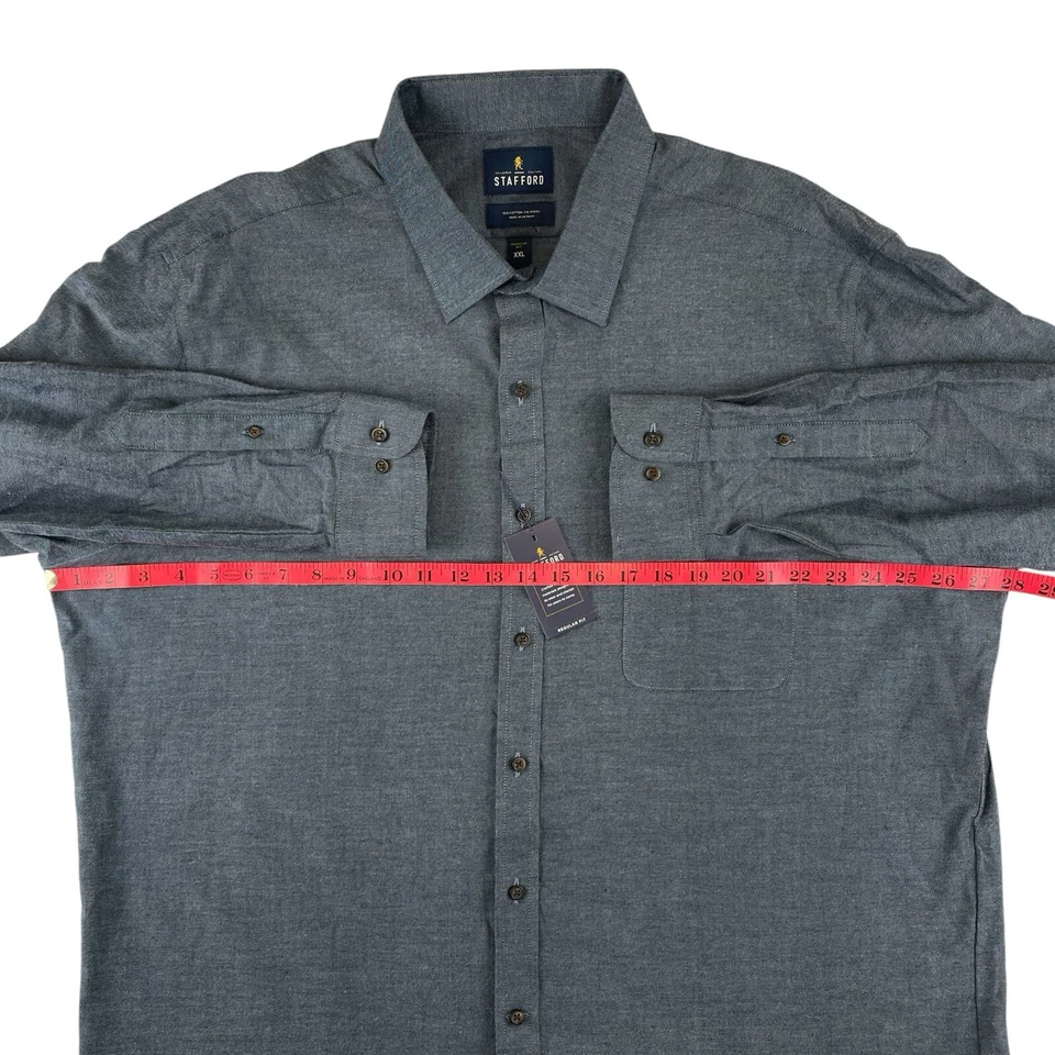 NWT Stafford Shirt Mens 2XL Blue Soft Wool Blend Long Sleeve Outdoor Workwear - Изображение 4 из 4