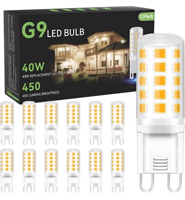 TJOY 12 Pack G9 LED Bulb 4W Equivalent 40 Watt, Replacement G9 Halogen Light Bul