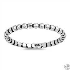 Beads Band Ring Genuine Sterling Silver 925 Oxidized Finish 2 mm Size 2 - 13