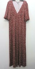 ASOS Womens Polka Dot Print Puff Sleeve V Neck Stretch Casual A Line Dress 10