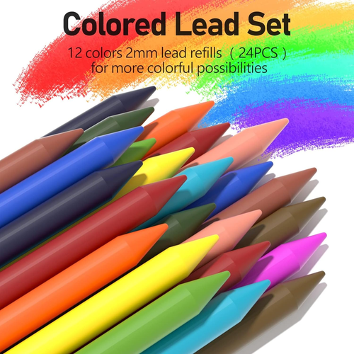 3PCS 2MM Mechanical Pencils with Case, Artist Lead Pencil Metal Lead Holder with - Picture 3 of 8