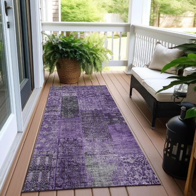 CHANTILLE ACN669 EGGPLANT 2'3'' X 7'6'' INDOOR OUTDOOR HALLWAY RUNNER RUG EASY CLE