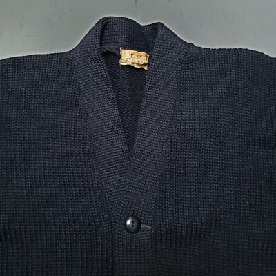 Vtg 40s 50s Black Wool Varsity Sweater Cardigan w Patch