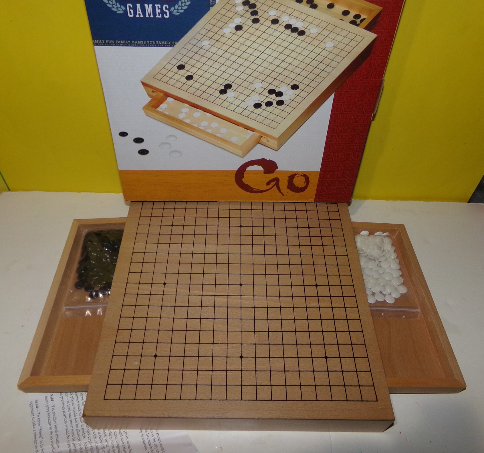 Wooden GO Board Game Set with Storage Drawers Classic Goban 2 Player