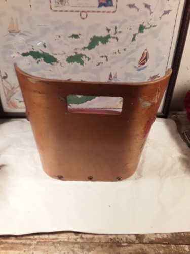 Vintage Child's Barber Booster Seat Bent Wood Red Vinyl Set Very Cool - Picture 3 of 9