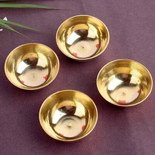 100% Pure Brass Bowl Hand Made Round Puja Katori Set of 4 pcs Pooja Religious