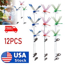 12 Fake Dragonfly Clips Clip on Dragonfly for Outdoors 3D Dragonfly Garden Decor