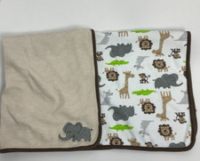 Carters Just One You Brown Tan White Striped Elephant Jungle Safari Baby Blanket