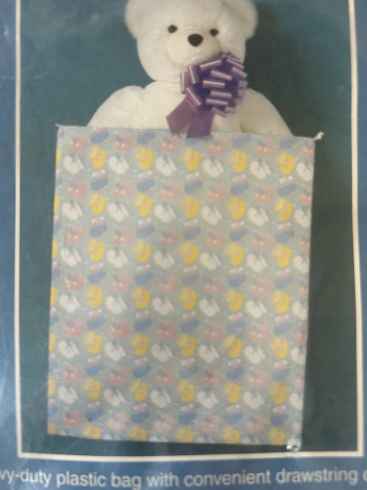 Bolsa de Regalo Forget Me Not Jumbo Nuevo Bebé 31.25" x 38" Cierre con Cordón Foto 3 de 4