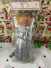King Imports NOS Silver Doll Head Angel Christmas Tree Topper-Kitschy-Blonde