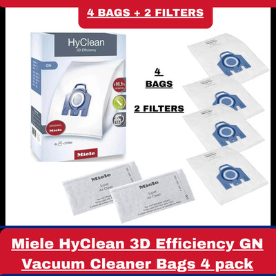 Miele 9917730 HyClean 3D Efficiency GN Staubsaugerbeutel 4er Pack, 2 Filter
