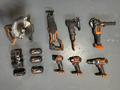 #ad #ad RIDGID 18V Cordless 7 Tool Combo Kit w 4 Batteries Charger Tool Bag $250.00