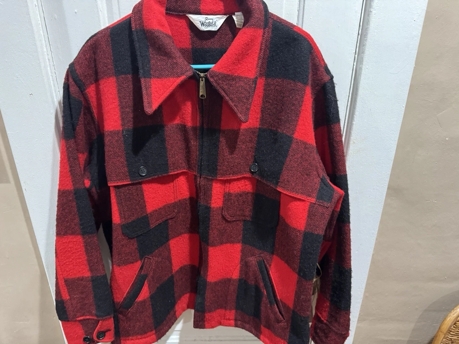 Vintage Woolrich Mackinaw Jacket Buffalo Plaid Wool Hunting Coat USA Size XL - product detail image 5