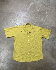 Vintage 1970s Green Big Size Short Sleeve Button Down Shirt