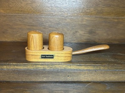 Teakholz Salz Pfeffer Streuer Set Menage Vintage 60er Mid Century Dania Design