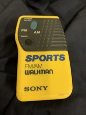 SONY FM/AM Sport Walkman SRF-8 Radio Yellow Vintage Tested Working