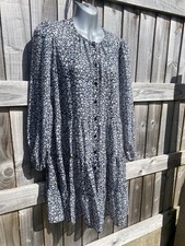 Oversized 8 Pretty Chiffon Type Blue Floral Mix A Line Button Up Tiered Dress🥰