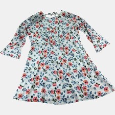 LOFT Dress Light Blue Multi Floral Print Sundress Long Sleeve Women's Size 00P