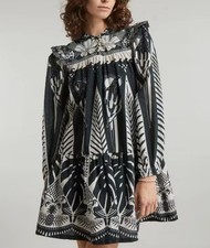 Farm Rio Women's Macaw Elegance Black/White Mini-Dress Small