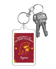 NCAA College Team Style Rustic Country Wood Distressed Logo Photo Keychain Clip