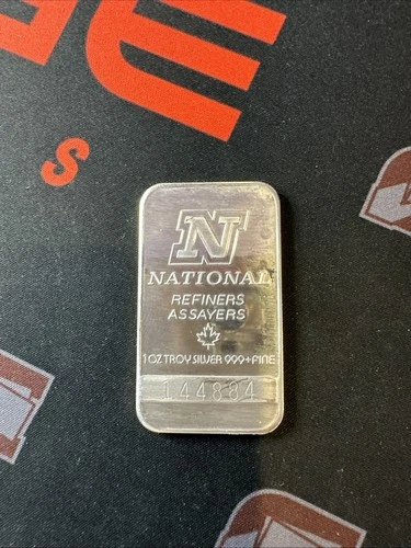 Vintage 1 Troy Oz .999 Fine Silver Bar National Refiners Ounce Rare (A)