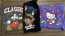 Graphic Lot Of 3 T-shirts Hello Kitty, Mickey Mouse, Struggle Dog Mens XL NWT