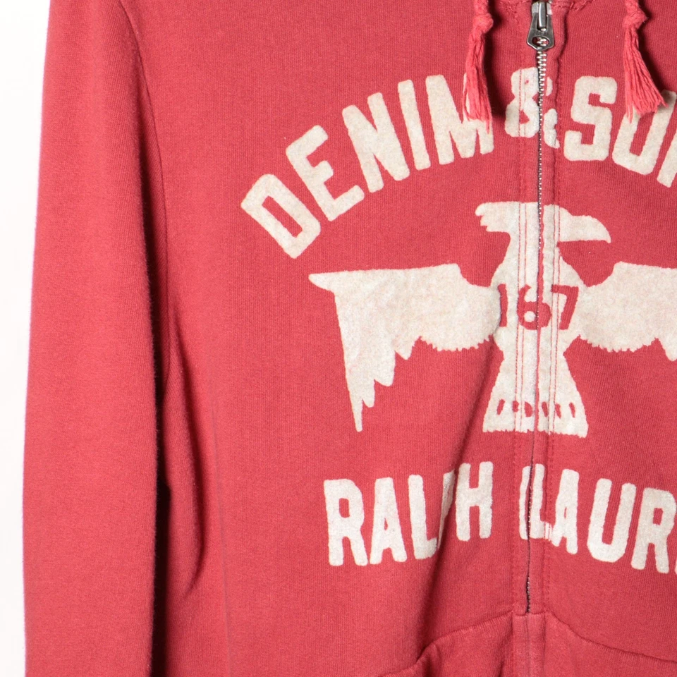 Denim & Supply Ralph Lauren Sudadera con Capucha Para Hombres L Rojo Cremallera Completa Chaqueta con Cordón Foto 3 de 4