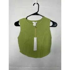 NEW House of Harlow 1960 Green Knit Crop Top Luxe Essentials Size Small 