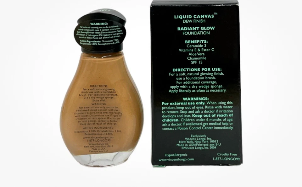 Vincent Longo #8 Dew Finish Natural Liquid Canvas Foundation (30mL / 1oz) New - Image 2 of 3