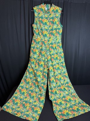 Bright  And Beautiful pocketed Floral Jumpsuit Romper wide leg  boho size XL