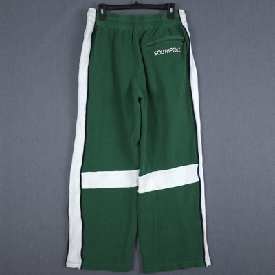 Vintage Southpole Baggy Track Pants Mens Large Green White Stripe Knit  Sweatpant
