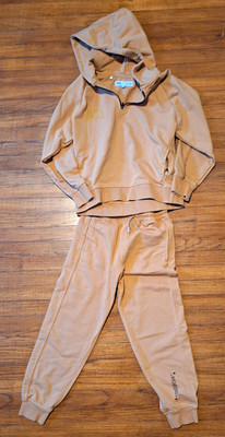 ZARA Children's 2-Piece Fleece Sweatsuit Hoodie & Pants Zip Pockets Tan Size 9