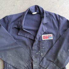 Vintage Unitog Honda Motorcycle Service Coat Navy Blue Mechanic Jacket Large