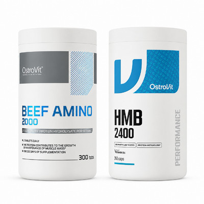 BEEF AMINO 2000 + HMB 2400 - Muscle Support Regeneration Recovery Fitness Amino