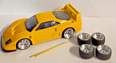 CUSTOM ALLOY F40 WHEELS NO CAR FITS ON FERRARI HOT WHEELS CARS 1/64 10.5 mm NEW