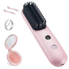 LCD Screen Cordless Hair Straightener Curler 2 in 1, Portable Mini Hair Strai...
