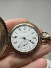 Waltham Pocket Watch Hunter Case Subdial Seconds Roman Dial