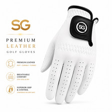 SG Men White 100 cabretta leather Golf Gloves Cadet and Regular sizes available