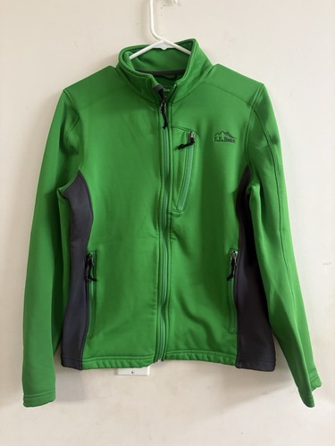 LL Bean Softshell Jacket Adult size Small R Green Windproof Water Resistant EUC - Picture 1 of 4